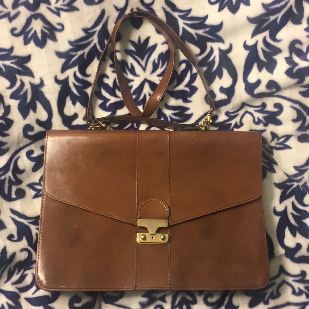 Vintage unbranded front flap leather briefcase